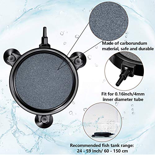 Mudder 4 Pieces Round Air Stone Disc Hydroponics Pump Bubble Diffuser Release Tool for Aquarium with 12 Pieces Suction Cups Fish Tank Aerator Air Stone Kit