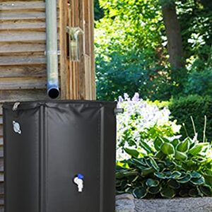 53 Gallon Portable Rain Barrel Water Tank - Collapsible Rainwater Collection System Storage Container - Water Collector Barrels Include Two Spigots and Overflow Kit - Comes with 25 Garden Labels