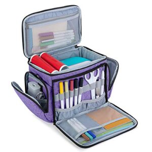 luxja carrying bag compatible with cricut joy, carrying case compatible with cricut joy and tool set, tote compatible with cricut joy (with supplies storage sections), purple (gray lining)