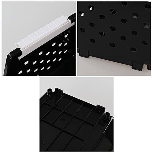 Vababa 3-Pack Plastic Stacking Storage Basket, Stackable Bin Organizer, Black