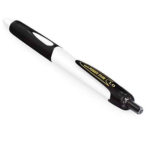 uni-ball SN-220 Power Tank Retractable Ballpoint Pen - 1.0mm - White Barrel - Black Ink - Pack of 6