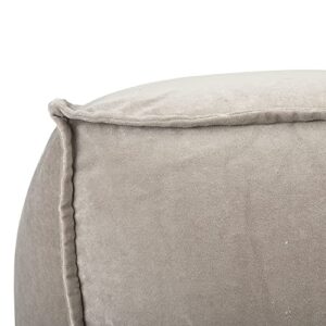 Main + Mesa Modern Boho Cotton Velvet Pouf, Greige