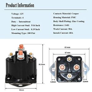 YIXIN Winch Solenoid Relay Fit for Warn 12 Volt Heavy Duty 28396 15-487 440262 546-033 1231A WS487