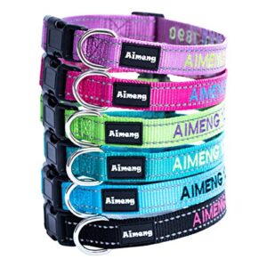 personalized dog collar adjustable dog collar fadeproof custom embroidered with pet name and phone number, 11 thread color options for boy and girl dogs