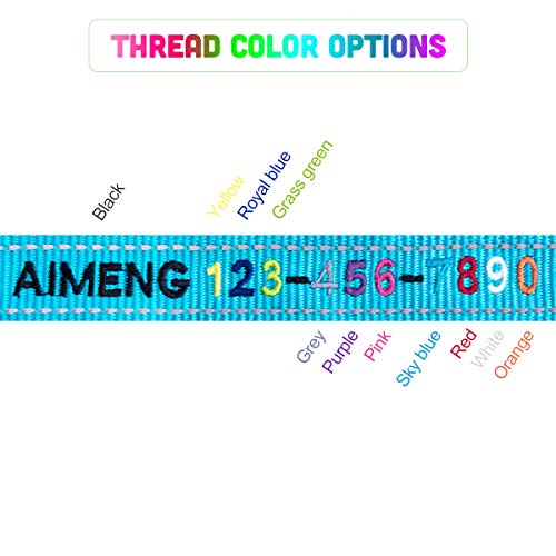 Personalized Dog Collar Adjustable Dog Collar Fadeproof Custom Embroidered with Pet Name and Phone Number, 11 Thread Color Options for Boy and Girl Dogs