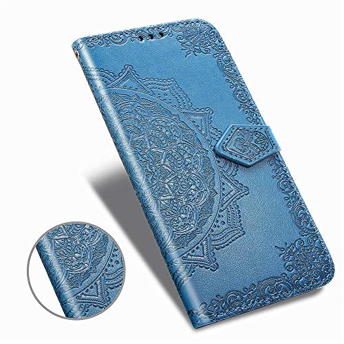 LEMAXELERS Redmi Note 9 Pro Case PU Leather Phone Case Mandala Embossed Wallet Flip Shockproof Protective with Stand Card Holder Cover for Xiaomi Redmi Note 9S / Note 9 Pro Max. Mandala Blue SD