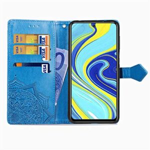 LEMAXELERS Redmi Note 9 Pro Case PU Leather Phone Case Mandala Embossed Wallet Flip Shockproof Protective with Stand Card Holder Cover for Xiaomi Redmi Note 9S / Note 9 Pro Max. Mandala Blue SD