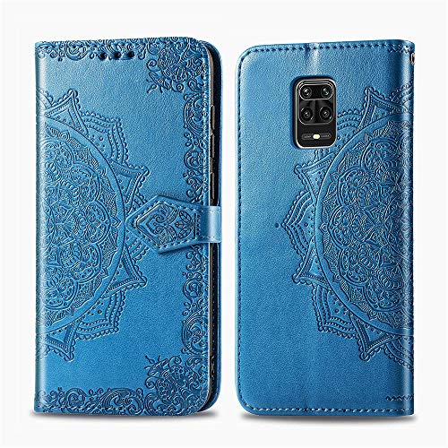 LEMAXELERS Redmi Note 9 Pro Case PU Leather Phone Case Mandala Embossed Wallet Flip Shockproof Protective with Stand Card Holder Cover for Xiaomi Redmi Note 9S / Note 9 Pro Max. Mandala Blue SD