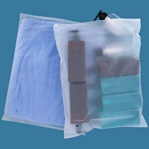 enpoint frosted zipper poly bags, 50pcs 14x16 inch plastic bags for clothes tshirt packing, shipping zip bag for sweater, skirt, organizer storage, clear packaging plastic bags for selling products