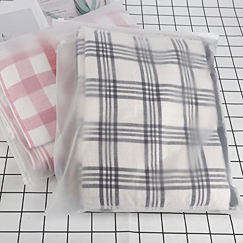 ENPOINT Frosted Zipper Poly Bags, 50PCS 14x16 inch Plastic Bags for Clothes Tshirt Packing, Shipping Zip Bag for Sweater, Skirt, Organizer Storage, Clear Packaging Plastic Bags for Selling Products