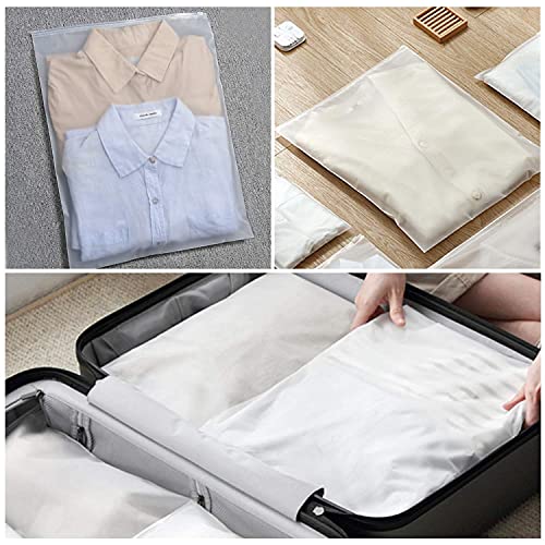 ENPOINT Frosted Zipper Poly Bags, 50PCS 14x16 inch Plastic Bags for Clothes Tshirt Packing, Shipping Zip Bag for Sweater, Skirt, Organizer Storage, Clear Packaging Plastic Bags for Selling Products