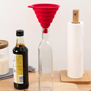 Snowyee Funnels for Filling Bottles, Collapsible Wide Mouth Water Bottle Kitchen Silicone Funnel (3 in 1 Set/Red)