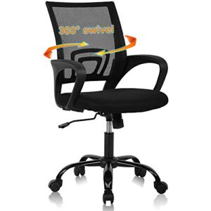office chair mid-back ergonomic desk chair adjustable height mesh computer chair with lumbar support and armrest executive arbitrary rolling swivel task chair - black…