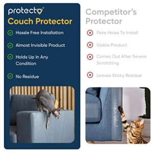 PROTECTO® 4-Pack Cat Scratch Furniture Protector w/Scissors - 16"x12" Clear Pet Couch Protector Scratch Guard - Self-Adhesive Sofa Safe™ Design - Cat Scratching Post for Couch, Sofa Legs & Corners