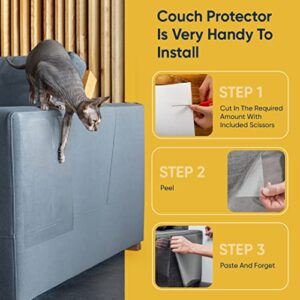 PROTECTO® 4-Pack Cat Scratch Furniture Protector w/Scissors - 16"x12" Clear Pet Couch Protector Scratch Guard - Self-Adhesive Sofa Safe™ Design - Cat Scratching Post for Couch, Sofa Legs & Corners