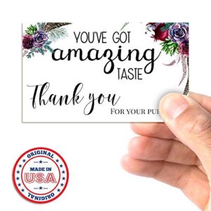 You've Got Amazing Taste Floral Thank You Customer Appreciation Package Inserts for Small Businesses, 100 2" X 3.5” Single Sided Insert Cards by AmandaCreation