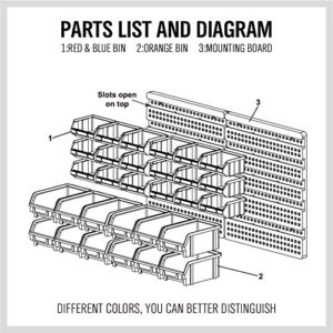 30-Bin Wall-Mounted Storage Rack System - Heavy-Duty Garage Tool Organizer for Screws, Nuts, Bolts, Nails, Beads, and Small Hardware Parts - Easy Installation and Customizable