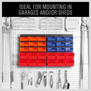 30-Bin Wall-Mounted Storage Rack System - Heavy-Duty Garage Tool Organizer for Screws, Nuts, Bolts, Nails, Beads, and Small Hardware Parts - Easy Installation and Customizable