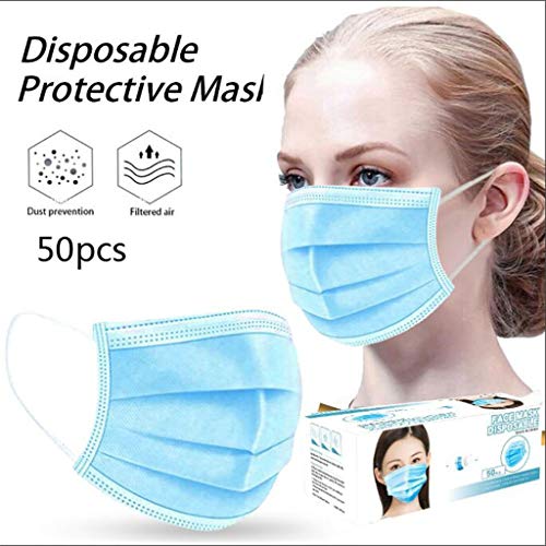 Procedural Face Mask Disposable 3-Ply, Stretch Comfort Fit Ear Loops (50 Masks)
