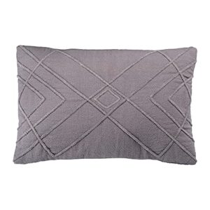 main + mesa embroidered cotton geometric lumbar pillow, grey