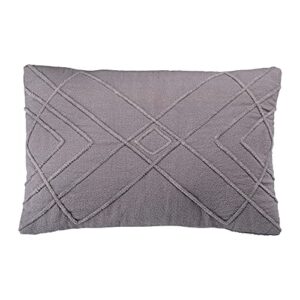 Main + Mesa Embroidered Cotton Geometric Lumbar Pillow, Grey