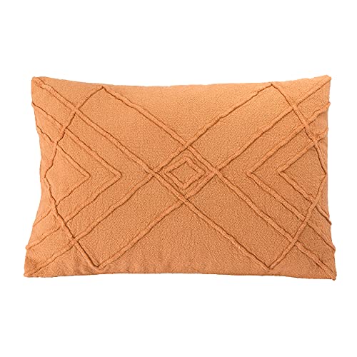 Main + Mesa Creative Co-Op Embroidered Cotton Geometric Lumbar Pillow, Rust