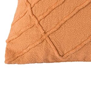 Main + Mesa Creative Co-Op Embroidered Cotton Geometric Lumbar Pillow, Rust