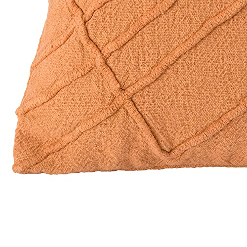 Main + Mesa Creative Co-Op Embroidered Cotton Geometric Lumbar Pillow, Rust