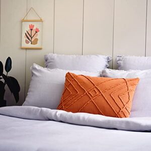 Main + Mesa Creative Co-Op Embroidered Cotton Geometric Lumbar Pillow, Rust