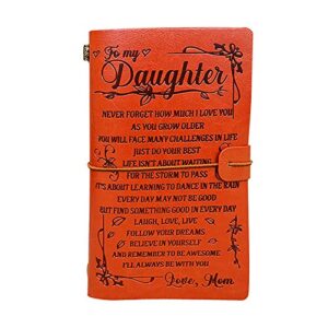 to my daughter leather journal from mom - just do your best - 7.88"x4.7"embossed vintage refillable writing journal for christmas,birthdays (from mom to daughter)