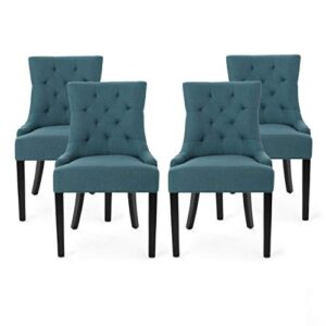 christopher knight home edwina contemporary tufted fabric dining chairs (set of 4), pack of 4, dark teal, espresso