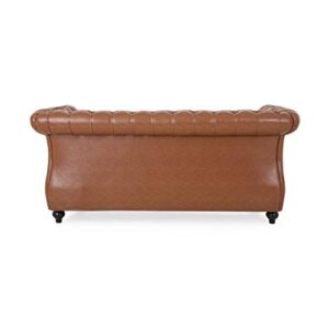 Christopher Knight Home Lucine Traditional Chesterfield Loveseat, Cognac Brown, Dark Brown