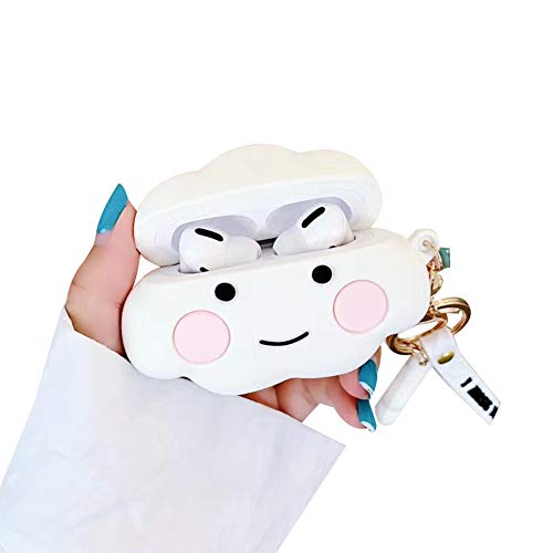 Aikeduo Compatible Airpods Pro Case 3D Cute Cartoon Character Silicone for Airpods Pro Cover Funny Fun Keychain Skin, Silicone Girls Boys for Airpods Pro Fashion Case (Cloud)