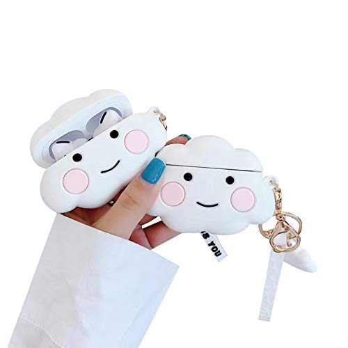 Aikeduo Compatible Airpods Pro Case 3D Cute Cartoon Character Silicone for Airpods Pro Cover Funny Fun Keychain Skin, Silicone Girls Boys for Airpods Pro Fashion Case (Cloud)