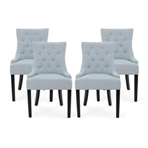 christopher knight home irene contemporary tufted fabric dining chairs (set of 4), light sky, espresso
