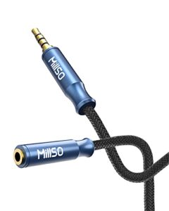 millso headphone extension cable 3.5mm male to female 4 pole trrs extension cable [nylon braid] stereo aux extension cable audio cord extender for pc, smartphone, speaker - young series (4ft/1.2m)