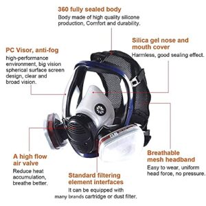 EROCK 15in 1 Reusable Full Face Respirator Widely Used in Paint Sprayer,Woodworking,Welding,Dust Protector and Other Work Protection (Medium)