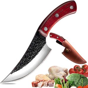 Balaweis Chef Knife 5 inch Professional Kitchen Boning Knife Sharp Blade Cutting Cooking Stainless Steel Knife Handmade Forged Hammered kitchen Knife Outdoor BBQ Portable travel Meat Cleaver