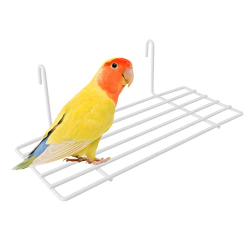 POPETPOP Bird Toys Perch Cage Platform - Wire Patio Sundeck Bird Play Pen Comfy Perch for Parrot - Parrot Perch Shelf - Wire Playstand Portable Training Playground