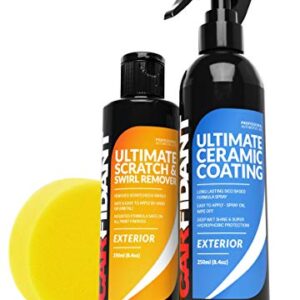 Carfidant Scratch & Swirl Remover + Ceramic Coating Spray - Polish & Paint Restorer, Repair Scratches & Seal Paint with Ceramic Car Wax Spray