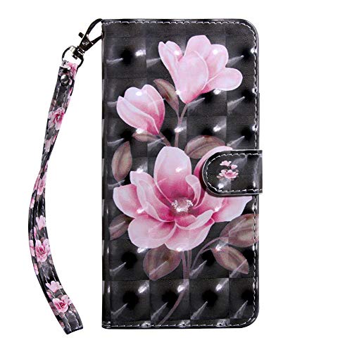 Asdsinfor Xiaomi Redmi Note 9 Pro Case 3D Stylish Wallet Case Credit Cards Slot with Stand for PU Leather Shockproof Flip Magnetic Case for Xiaomi Redmi Note 9 Pro/Note 9 Pro Max Pink Flower BX