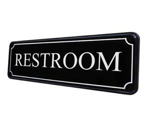restroom sign for office door wall – bathroom signs for home and business - water closet sign black white sticker 9×3 in - easy installation without any tools - quality guaranteed by molnijapro