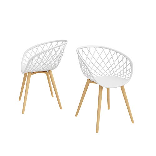 Jamesdar Kurv Mini Kids Chair, Set of 2, White/Natural