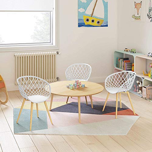 Jamesdar Kurv Mini Kids Chair, Set of 2, White/Natural