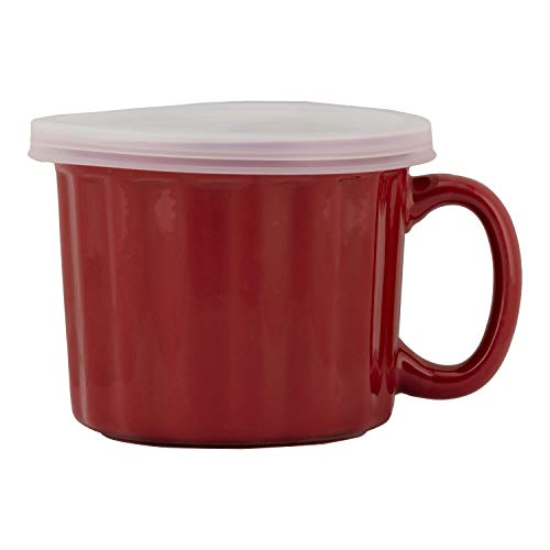 10 Strawberry Street 16oz Set of 4 Soup Mug with Lid, Red