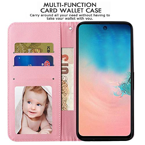 XYX Wallet Case for Samsung J7 2018/J7 V 2nd/J7 Refine/J7 Star/J7 Aero/J7 Crown/J7 Aura, Colorful Painted Pattern PU Leather Flip Case Kickstand with Wrist Strap, Rosa multiflora