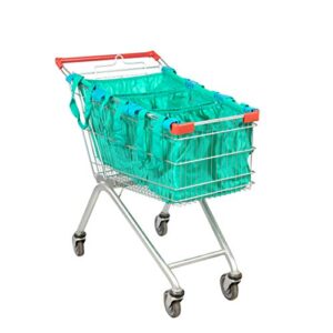 handy sandy reusable cart grocery shopping tote bag, shopping cart bags, and grocery organizer (bright green)