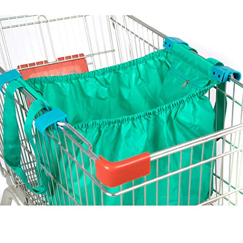 Handy Sandy Reusable Cart Grocery Shopping Tote Bag, Shopping Cart Bags, and Grocery Organizer (Bright Green)