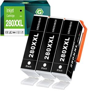 greenbox compatible ink cartridges replacement for canon 280 pgi-280 pgi-280xxl 280xxl for canon pixma tr7520 tr8520 ts6120 ts6220 ts8120 ts8220 ts9120 ts9520 ts6320 printer (3 large black)