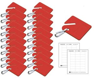 lucky line square slotted cabinet key tag with hooks and labels, 20 pack (2667020), red